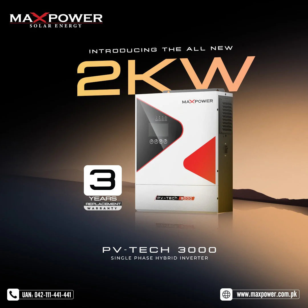 MaxPower PV-Tech 3000 Hybrid Solar Inverter 2kW 12V – Smart Energy Management