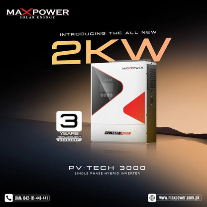 MaxPower PV-Tech 3000 Hybrid Solar Inverter 2kW 12V – Smart Energy Management