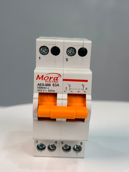 MORA Executive MCB Breaker Type ChangeOver Breaker 2Pole 63A | Solar, Wapda, Generator | Change Over Switch | Change Over Switch