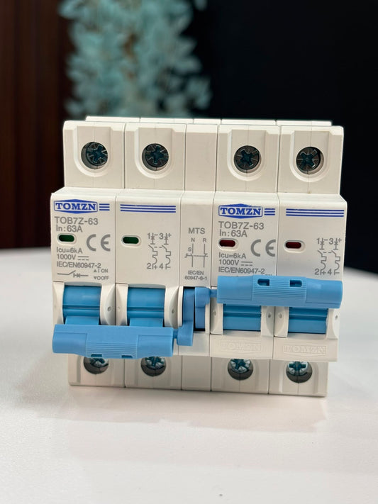 Original TOMZN 4 Pole (4P) AC Circuit Breaker 63A - Professional Three-Phase Electrical Safety Breaker for Industrial & Commercial Use