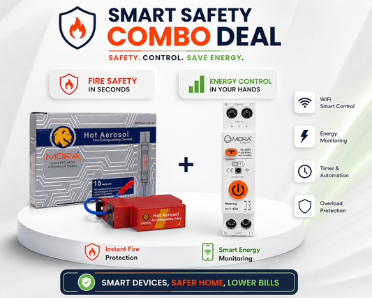 MORA Smart Safety Combo – Hot Aerosol Fire Extinguishing Device + 63A WiFi Smart Energy Breaker