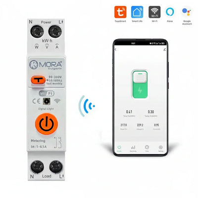 MORA 63A 1P+N WIFI Smart Switch Energy Meter Kwh Metering Monitoring Circuit Breaker Timer Relay MCB TUYA smartlife